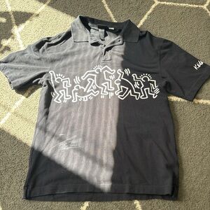 H&M Black Polo Shirt with White Graphic